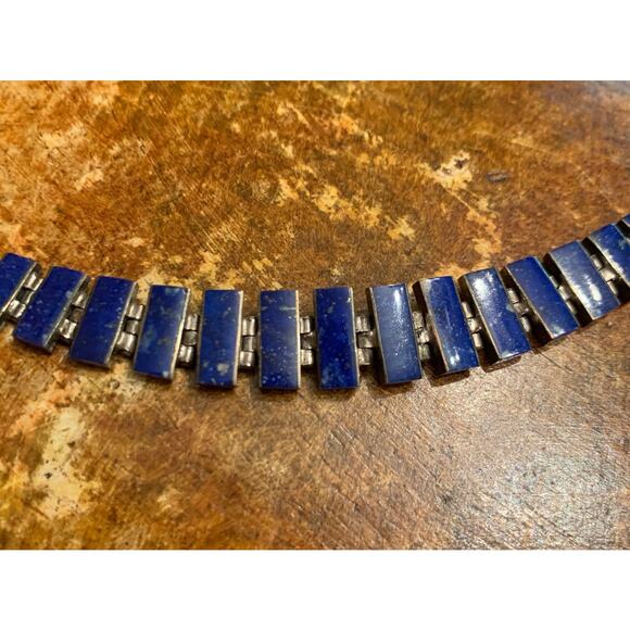 Vintage Sterling Silver and Lapis Bracelet - Picture 3 of 6